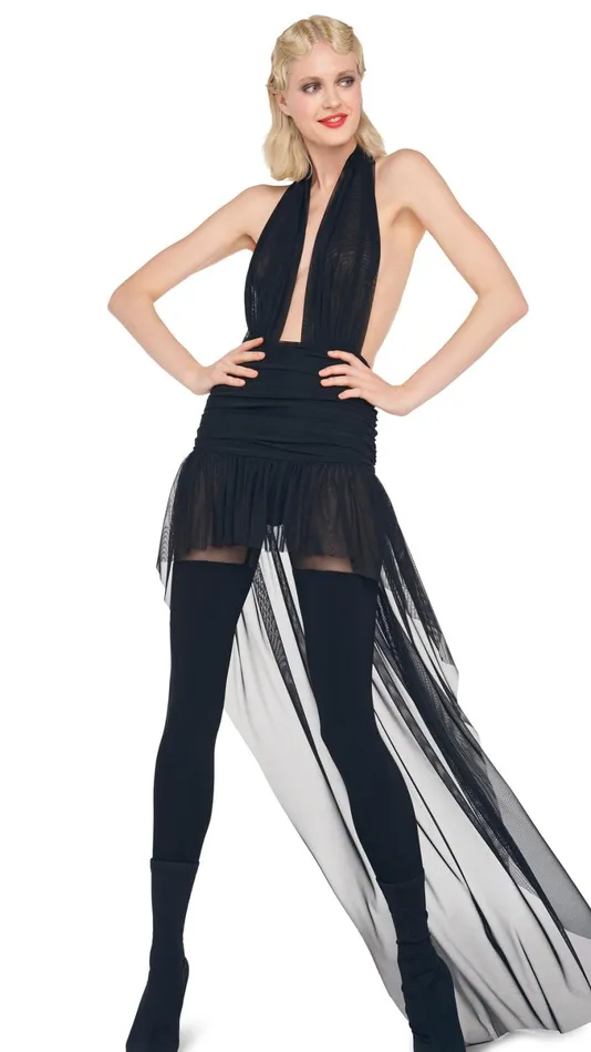Norma Kamali Swimwear HI LOW HALTER DRESS Black 8211 Clothing
