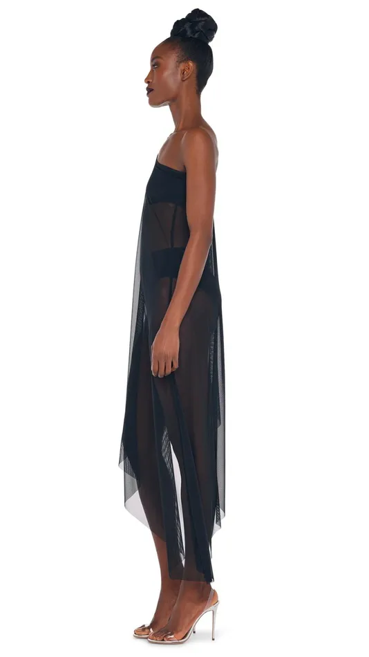 Norma Kamali Tops ONE SHOULDER DIAGONAL TUNIC Blackblack Mesh 8211 Clothing
