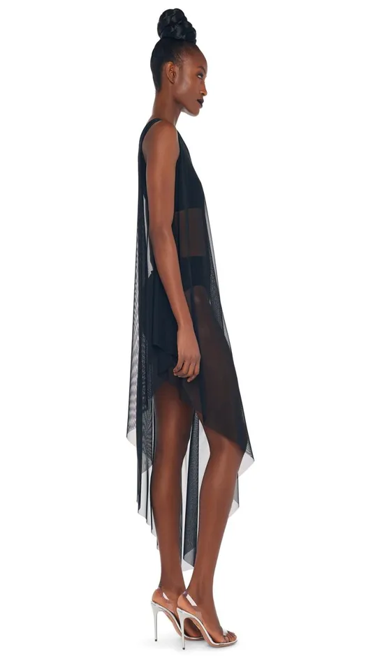 Norma Kamali Tops ONE SHOULDER DIAGONAL TUNIC Blackblack Mesh 8211 Clothing