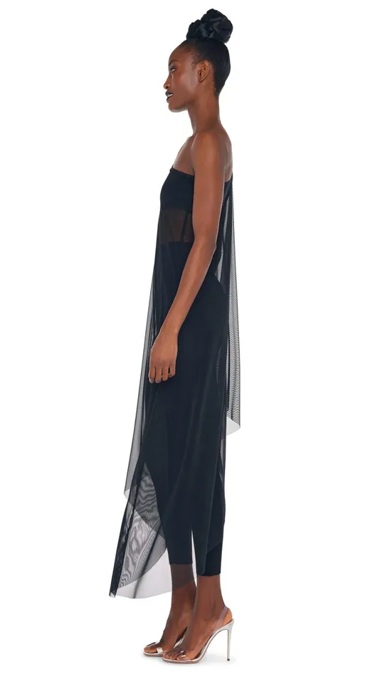 Norma Kamali Tops ONE SHOULDER DIAGONAL TUNIC Blackblack Mesh 8211 Clothing