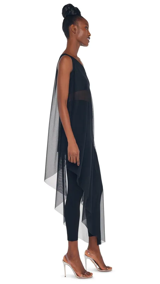 Norma Kamali Tops ONE SHOULDER DIAGONAL TUNIC Blackblack Mesh 8211 Clothing