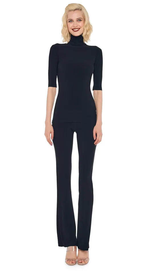 Norma Kamali Tops SHORT SLEEVE TURTLE TOP Black 8211 Clothing