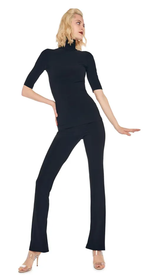 Norma Kamali Tops SHORT SLEEVE TURTLE TOP Black 8211 Clothing