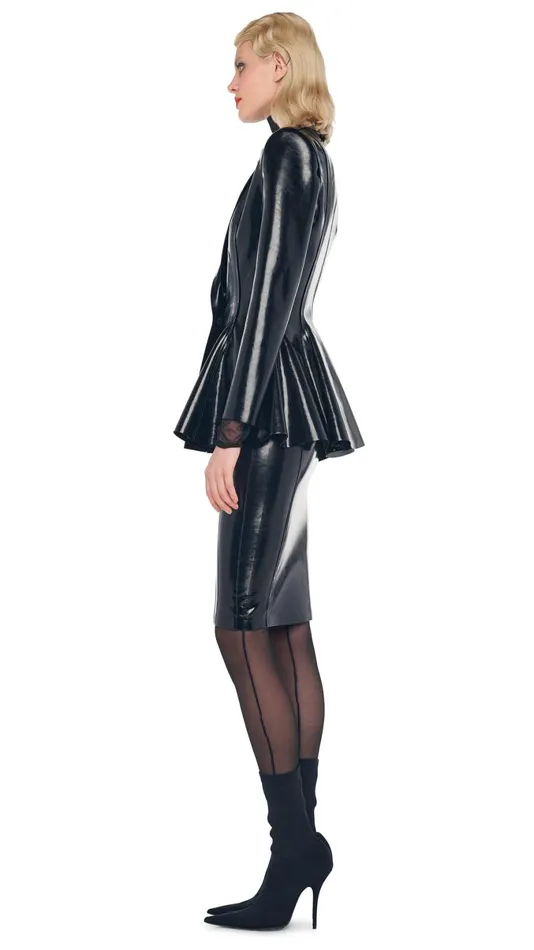 Norma Kamali Tops SINGLE BREASTED PEPLUM JACKET Black 8211 Clothing