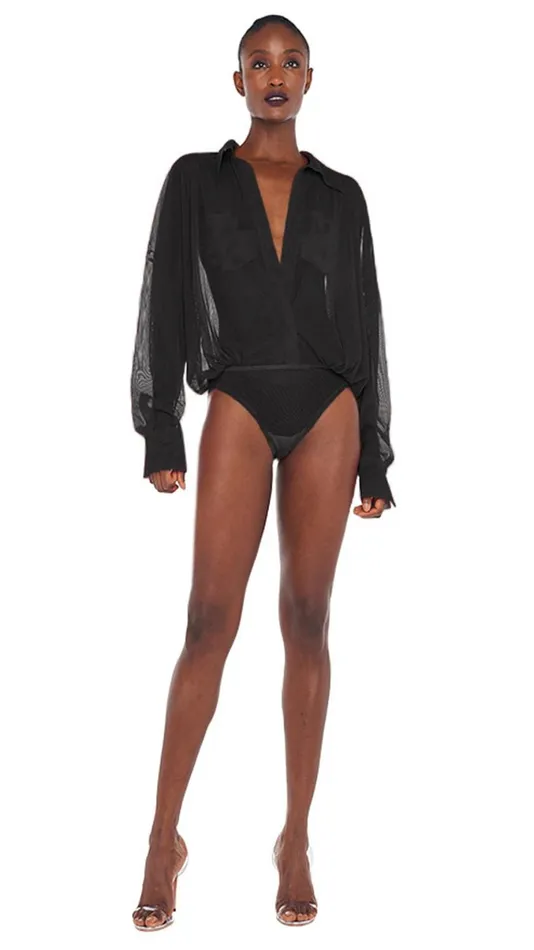 Norma Kamali Tops SUPER OS BF NK SHIRT BODYSUIT Black 8211 Clothing
