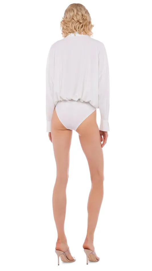 Norma Kamali Tops SUPER OS BF NK SHIRT BODYSUIT Snow White 8211 Clothing