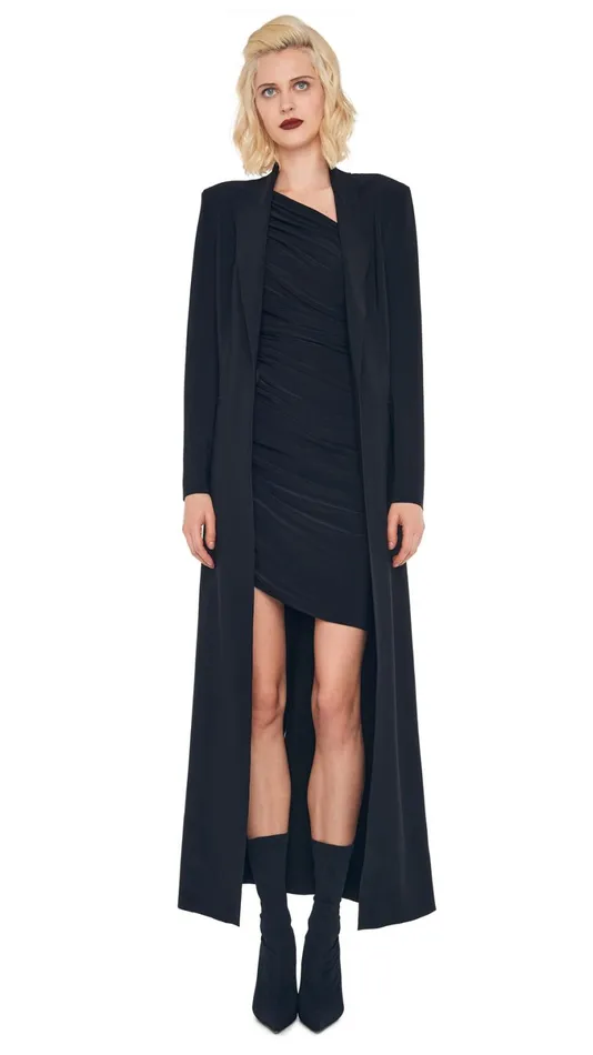 Norma Kamali Wardrobe DIANA MINI DRESS With SINGLE BREASTED COAT 8211 Clothing