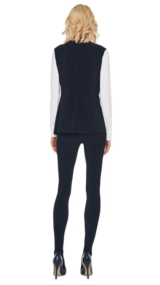 Norma Kamali Wardrobe LEGGING W FOOTIE WO WAISTBAND With SLEEVELESS SINGLE BREASTED JACKET 8211 Clothing Norma Kamali Wardrobe LEGGING W FOOTIE WO WAISTBAND With SLEEVELESS SINGLE BREASTED JACKET 8211 Clothing
