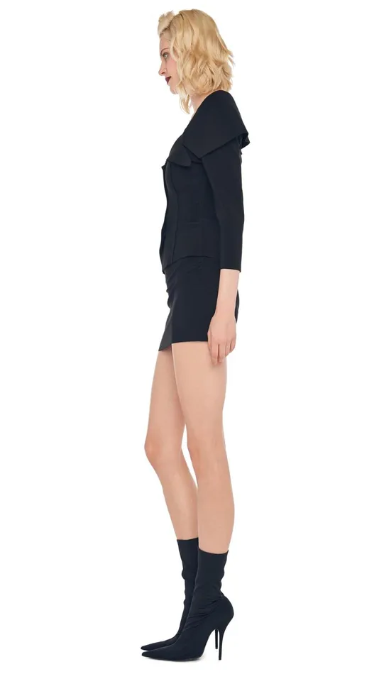 Norma Kamali Wardrobe SLEEVELESS PICKLEBALL MINI DRESS With OFF SHOULDER SINGLE BREASTED JACKET 8211 Clothing Norma Kamali Wardrobe SLEEVELESS PICKLEBALL MINI DRESS With OFF SHOULDER SINGLE BREASTED JACKET 8211 Clothing