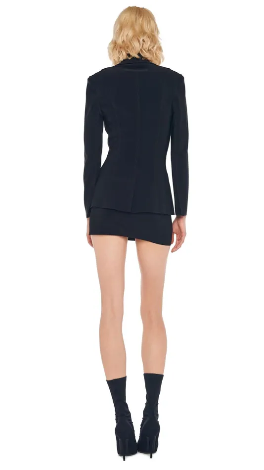 Norma Kamali Wardrobe SLEEVELESS PICKLEBALL MINI DRESS With SINGLE BREASTED BOY FIT JACKET 8211 Clothing Norma Kamali Wardrobe SLEEVELESS PICKLEBALL MINI DRESS With SINGLE BREASTED BOY FIT JACKET 8211 Clothing