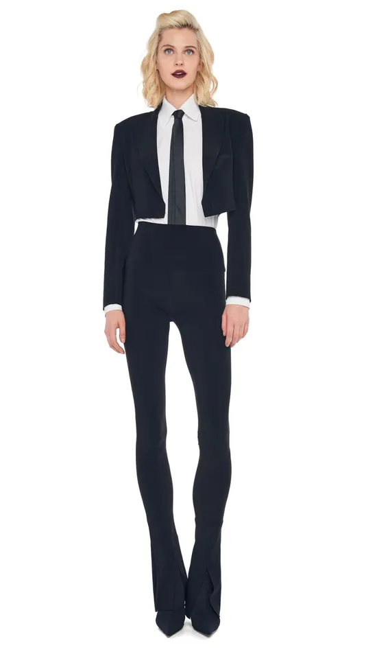 Norma Kamali Wardrobe SPAT LEGGING With CROPPED SINGLE BREASTED JACKET 8211 Clothing Norma Kamali Wardrobe SPAT LEGGING With CROPPED SINGLE BREASTED JACKET 8211 Clothing