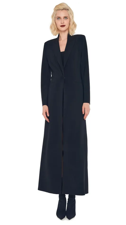 Norma Kamali Wardrobe STRAPLESS PICKLEBALL MINI DRESS With SINGLE BREASTED COAT 8211 Clothing