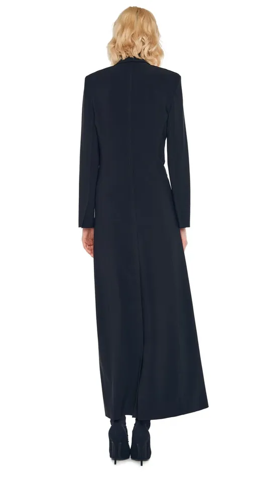 Norma Kamali Wardrobe STRAPLESS PICKLEBALL MINI DRESS With SINGLE BREASTED COAT 8211 Clothing Norma Kamali Wardrobe STRAPLESS PICKLEBALL MINI DRESS With SINGLE BREASTED COAT 8211 Clothing
