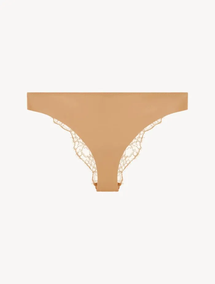 Nude Brazilian Brief With Chantilly Lace Lingerie La Perla Brazilian