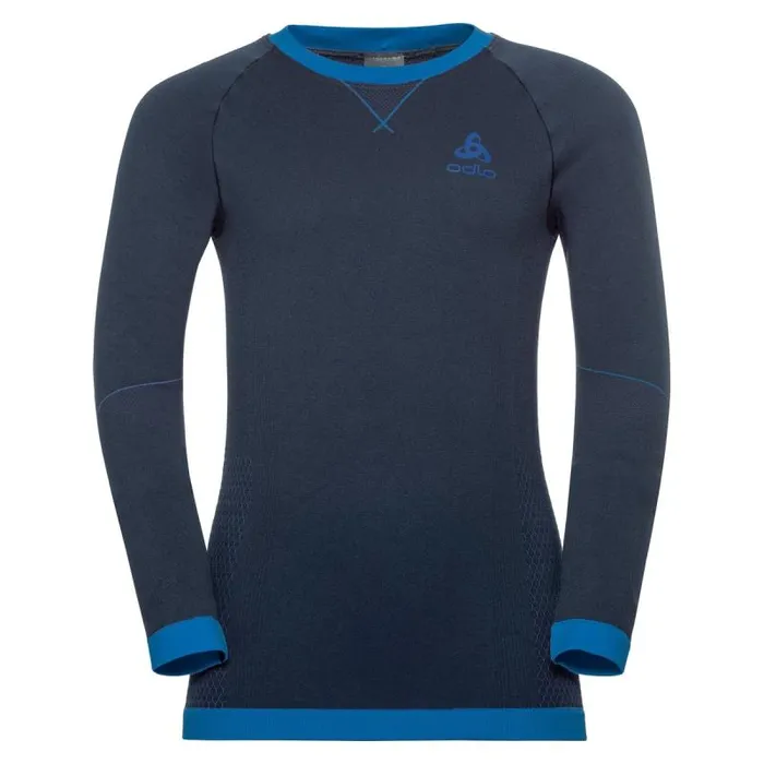 Odlo Base Layers Performance Warm Long Sleeve Base Layer Top Diving Navy 8211 Energy Blue 8211 Kids Odlo Base Layers Performance Warm Long Sleeve Base Layer Top Diving Navy 8211 Energy Blue 8211 Kids