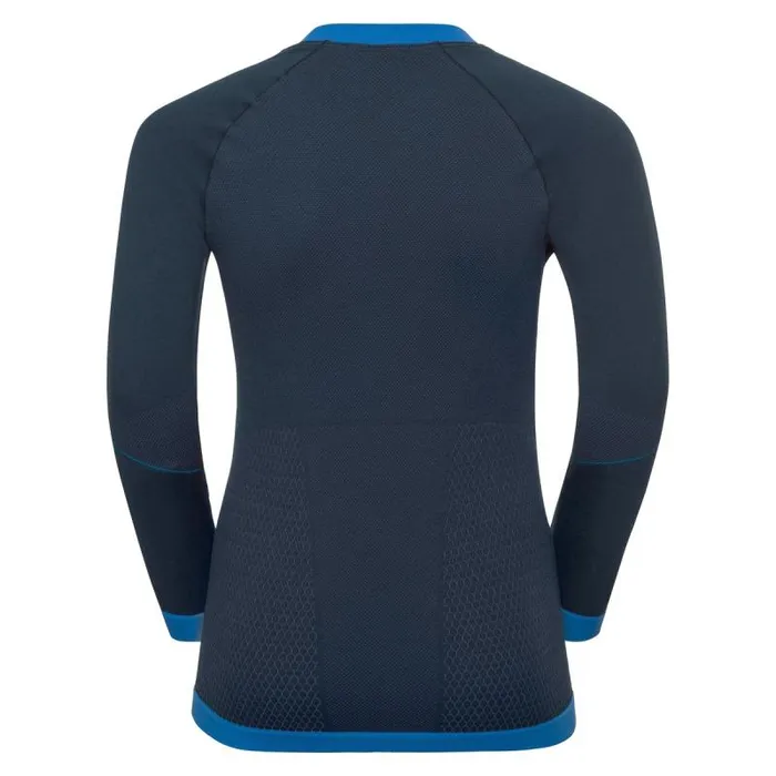 Odlo Base Layers Performance Warm Long Sleeve Base Layer Top Diving Navy 8211 Energy Blue 8211 Kids