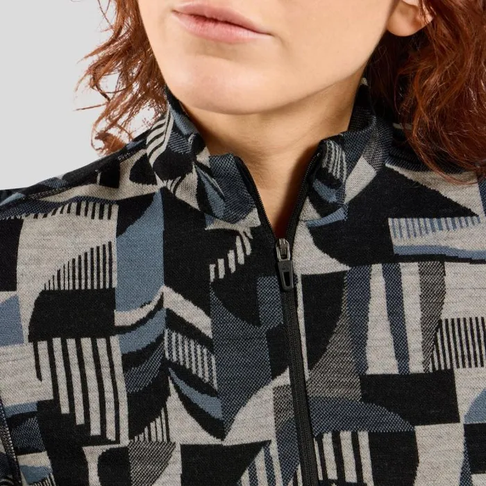 Odlo Base Layers The Natural Merino Warm Jacquard Base Layer HalfZip Provincial Blue 8211 Black 8211 Women