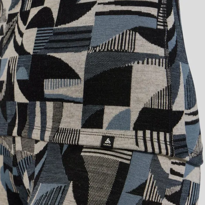 Odlo Base Layers The Natural Merino Warm Jacquard Base Layer HalfZip Provincial Blue 8211 Black 8211 Women