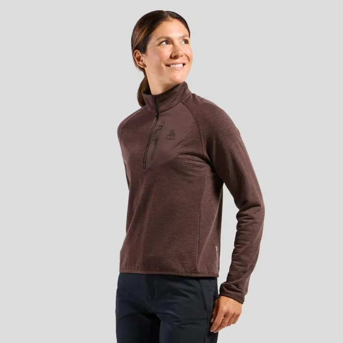 Odlo Mid Layers and Longsleeves The Ascent HalfZip Mid Layer Fudge 8211 Women Odlo Mid Layers and Longsleeves The Ascent HalfZip Mid Layer Fudge 8211 Women