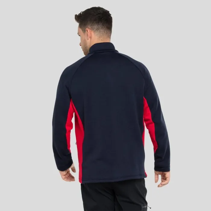 Odlo Mid Layers and Longsleeves The Berra Long Sleeve Mid Layer Zip Dark Sapphire 8211 Chinese Red 8211 Men