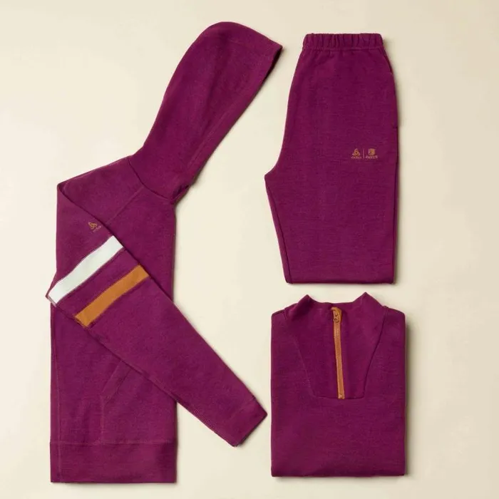 Odlo Mid Layers and Longsleeves The Espeland Merino 250 Half Zip Amaranth 8211 Kids