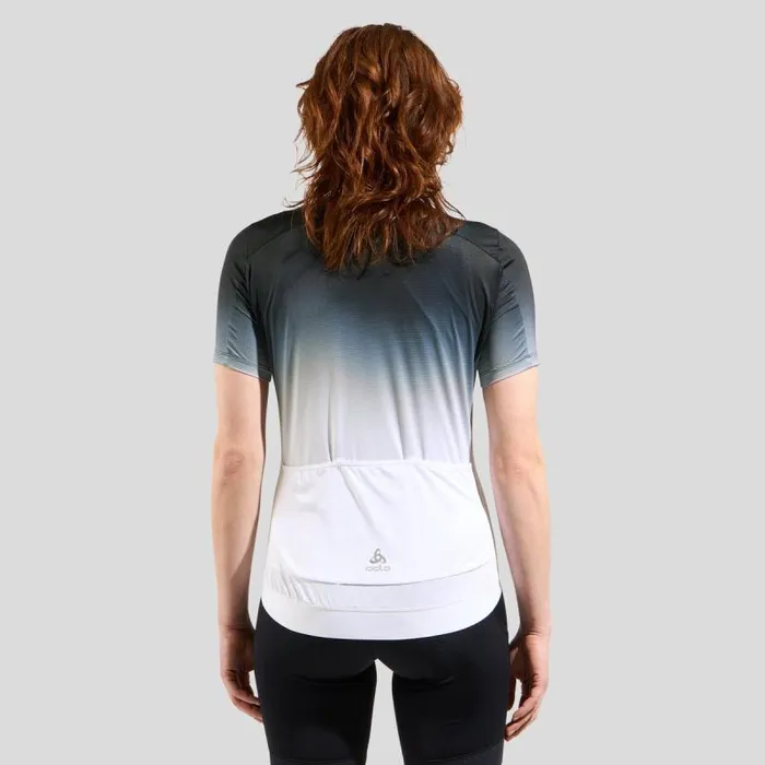 Odlo Tshirts and Polos The Zeroweight ChillTec Print Short Sleeve Cycling Jersey White 8211 Women