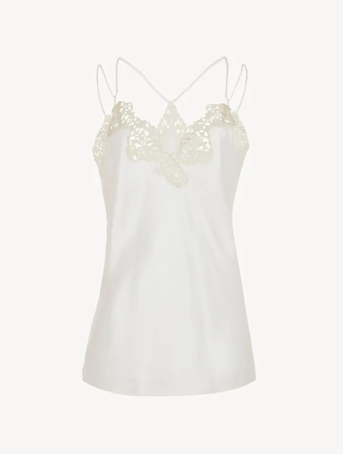 Offwhite Camisole In Silk With Macram Frastaglio Sleepwear La Perla Camisoles
