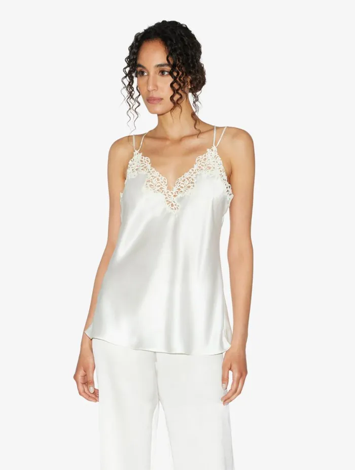 Offwhite Camisole In Silk With Macram Frastaglio Sleepwear La Perla Camisoles