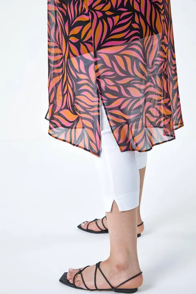 Orange Curve 2 In 1 Chiffon Overlay Jersey Tunic Top Women Roman Tops
