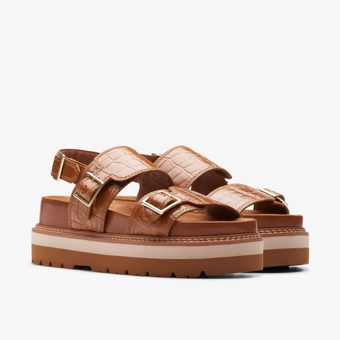 ORIANNA GLIDE Tan Interest Women Clarks Sandals and Flip Flops