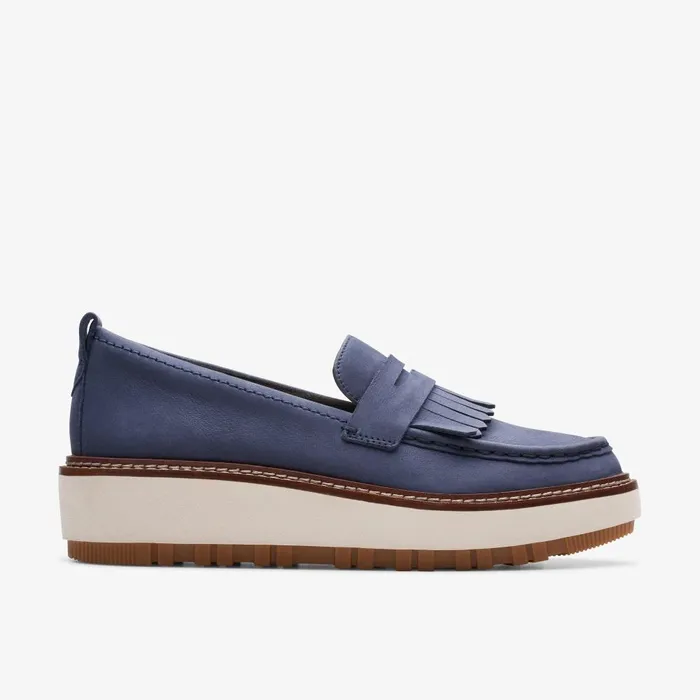 Orianna Loafer Navy Nubuck Women Clarks Platforms