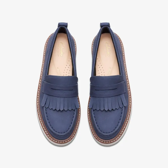 Orianna Loafer Navy Nubuck Women Clarks Platforms