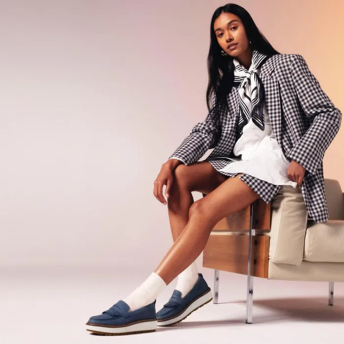 Orianna Loafer Navy Nubuck Women Clarks Platforms