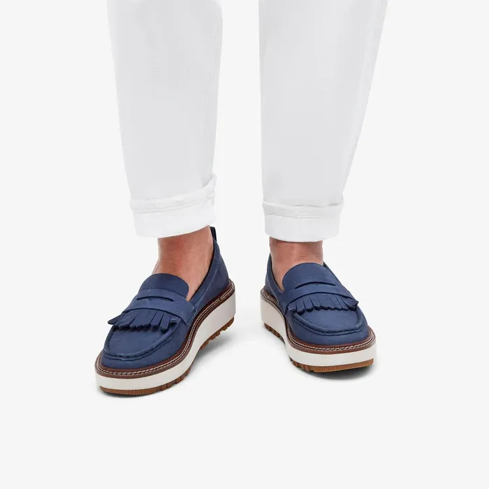 Orianna Loafer Navy Nubuck Women Clarks Platforms