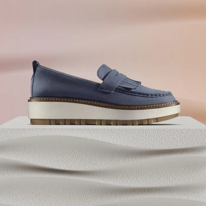 Orianna Loafer Navy Nubuck Women Clarks Platforms