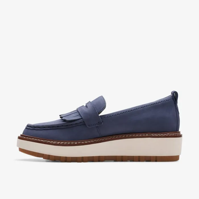 Orianna Loafer Navy Nubuck Women Clarks Platforms