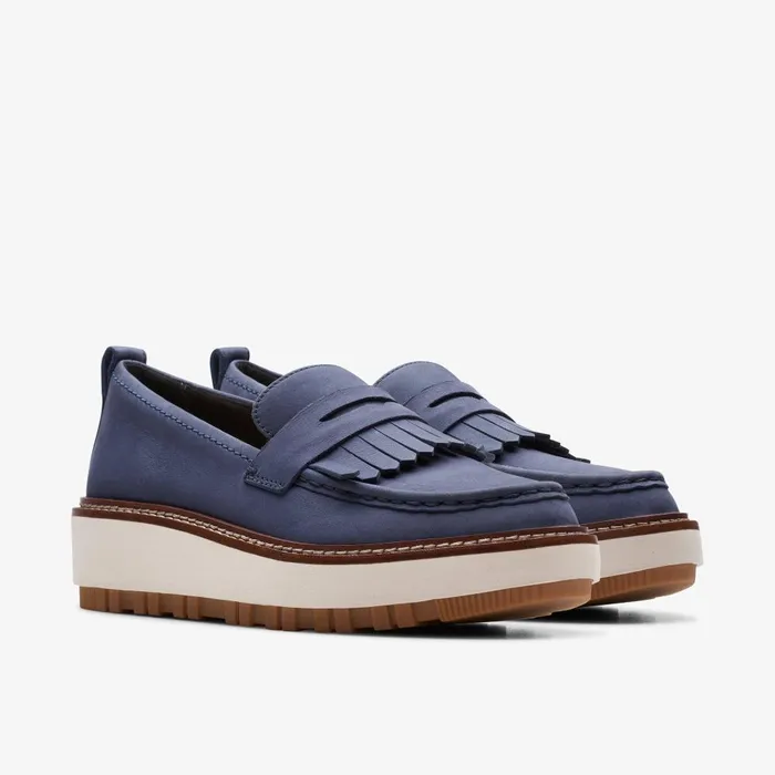 Orianna Loafer Navy Nubuck Women Clarks Platforms