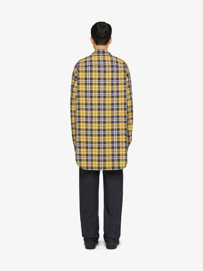 Oversized Asymmetrical Checked Shirt In Cotton Dark Yellow Men Givenchy Shirts