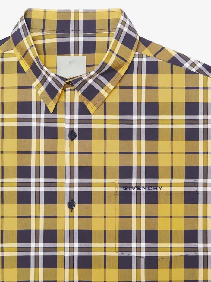 Oversized Asymmetrical Checked Shirt In Cotton Dark Yellow Men Givenchy Shirts