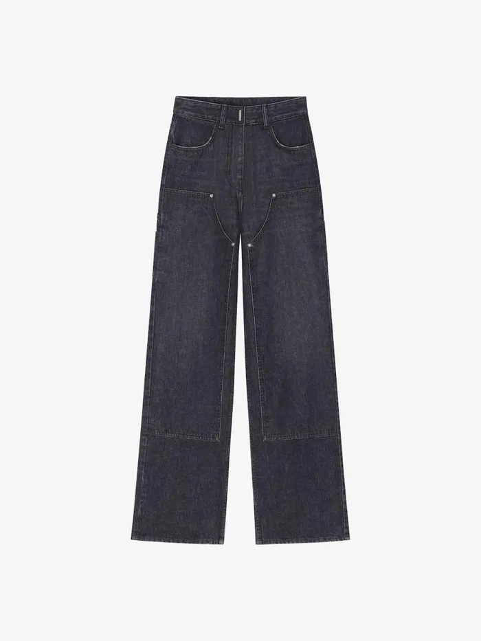 Oversized Jeans In Denim With Patches Faded Black Women Givenchy Pants and Shorts