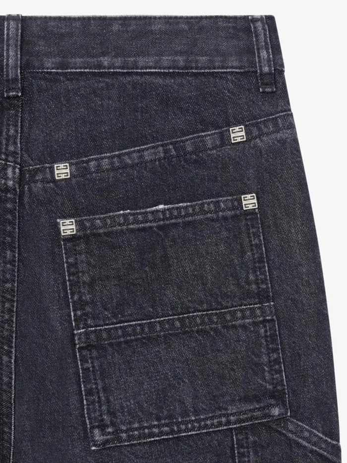 Oversized Jeans In Denim With Patches Faded Black Women Givenchy Pants and Shorts