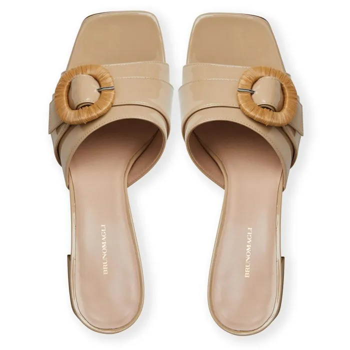 PAGE Single Band Sandal BEIGE PATENT Women Bruno Magli Sandals and Slides