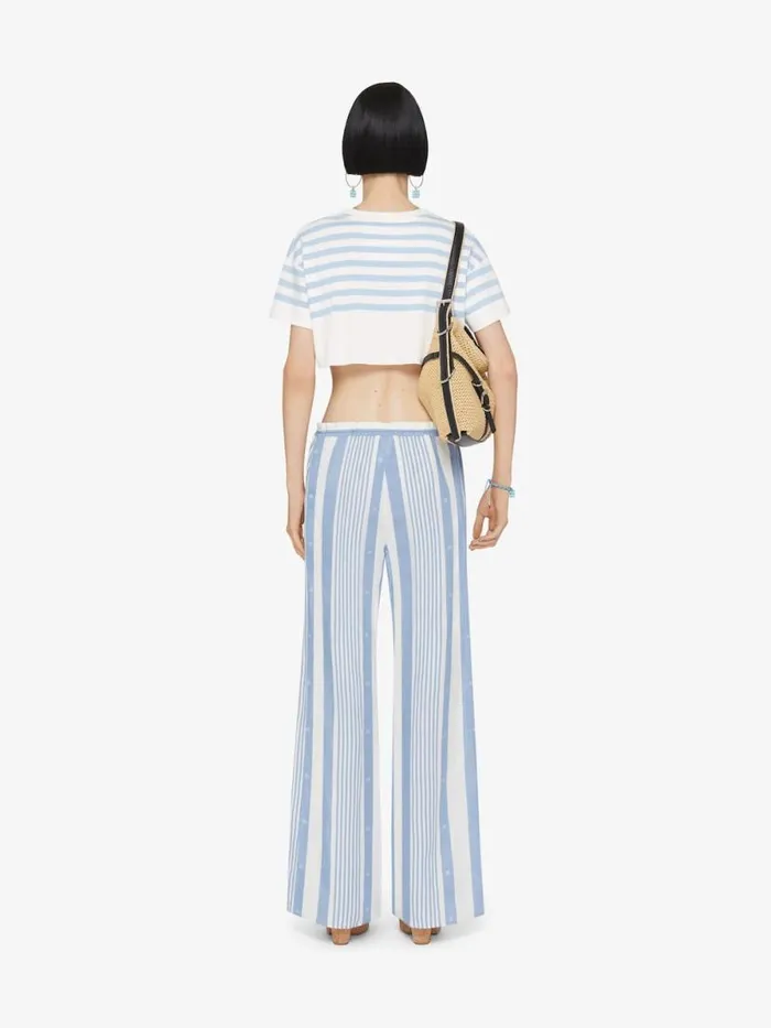 Pants In Cotton And Linen With 4g Stripes Blueoff White Women Givenchy Pants and Shorts