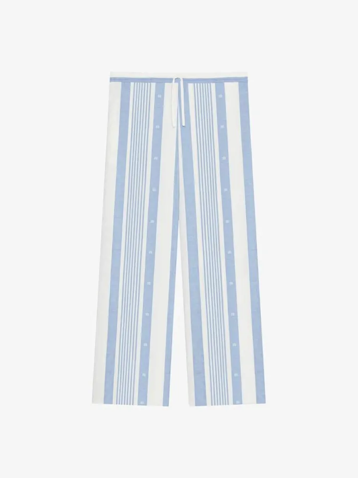 Pants In Cotton And Linen With 4g Stripes Blueoff White Women Givenchy Pants and Shorts