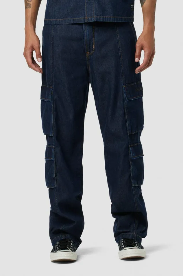Pants Men Hudson Jeans Wide Leg Cargo Dark Chambray