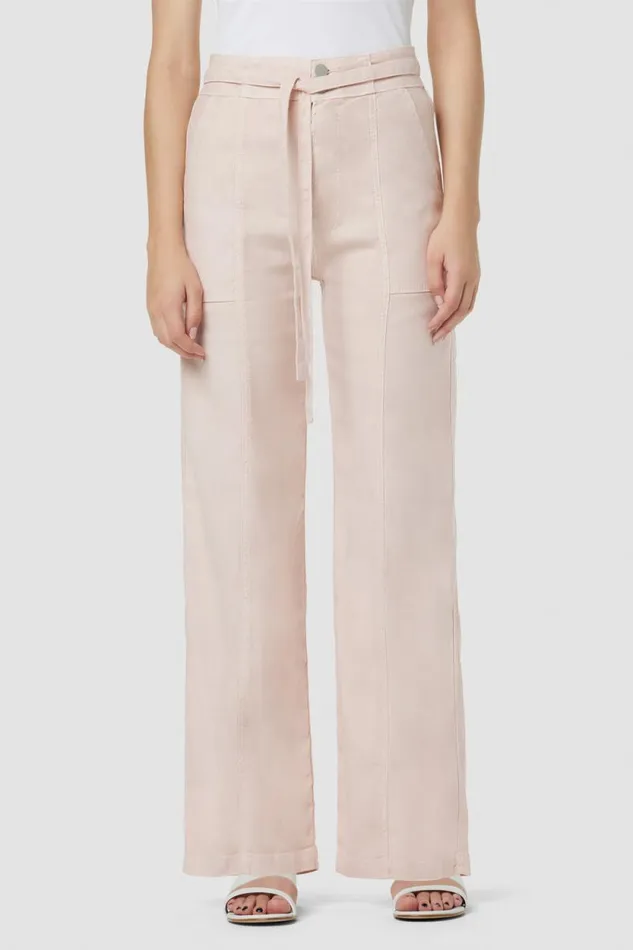 Pants Women Hudson Jeans Tie Waist Wide Leg Barefoot Trouser Cameo Rose