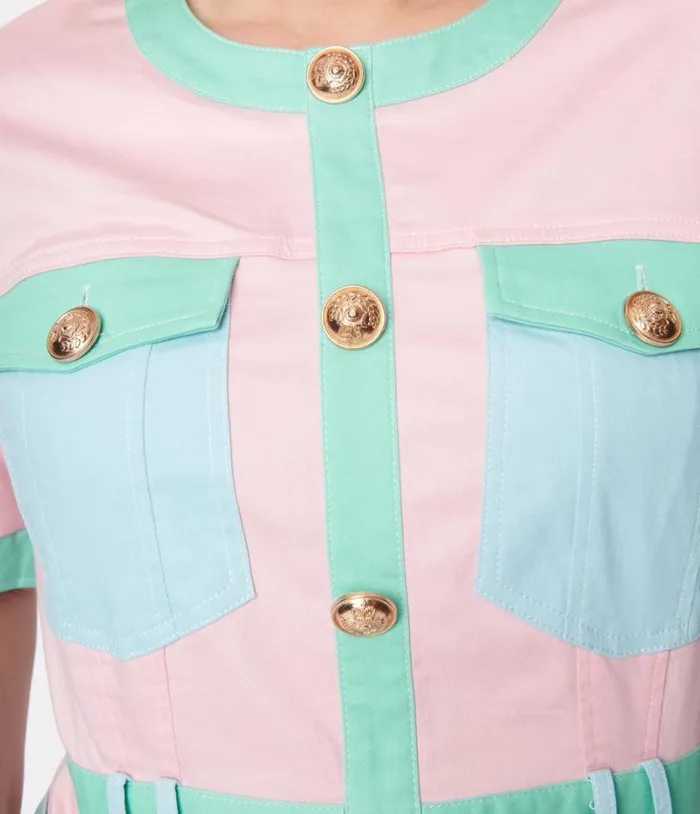 Pastel Color Block Shift Dress Dresses Unique Vintage Pocket Dresses