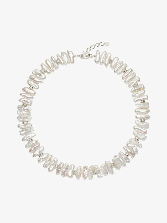 Pearl Necklace With Crystals Whitesilvery Men Givenchy Jewelry