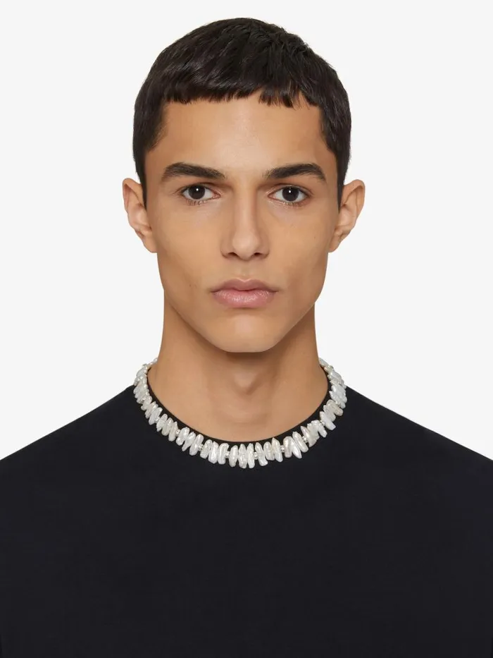 Pearl Necklace With Crystals Whitesilvery Men Givenchy Jewelry