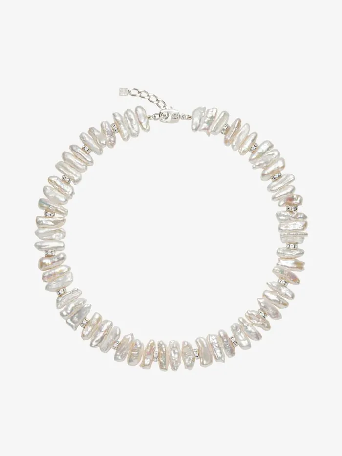 Pearl Necklace With Crystals Whitesilvery Men Givenchy Jewelry
